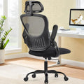 Fauteuil de bureau ergonomique à dossier haut en maille Noir / Bleu / Marron avec appui-tête réglable et accoudoirs relevables, Unité
