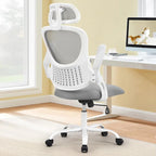 Fauteuil de bureau ergonomique à dossier haut en maille Noir / Bleu / Marron avec appui-tête réglable et accoudoirs relevables, Unité
