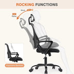 Fauteuil de bureau ergonomique à dossier haut en maille Noir / Bleu / Marron avec appui-tête réglable et accoudoirs relevables, Unité