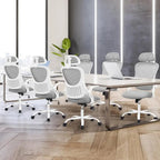 Fauteuil de bureau ergonomique à dossier haut en maille Noir / Bleu / Marron avec appui-tête réglable et accoudoirs relevables, Unité