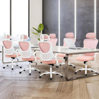 Fauteuil de bureau ergonomique à dossier haut en maille Noir / Bleu / Marron avec appui-tête réglable et accoudoirs relevables, Unité
