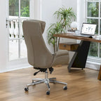 Fauteuil de bureau de direction pivotant en similicuir, dossier haut, style Mid-Century Modern, coloris noir/gris/café/chameau et noir, pièce unique.