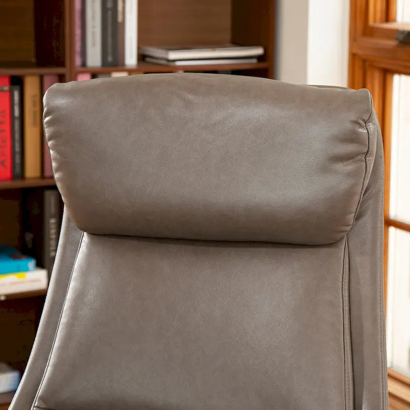 Fauteuil de bureau de direction pivotant en similicuir, dossier haut, style Mid-Century Modern, coloris noir/gris/café/chameau et noir, pièce unique.