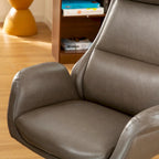 Fauteuil de bureau de direction pivotant en similicuir, dossier haut, style Mid-Century Modern, coloris noir/gris/café/chameau et noir, pièce unique.