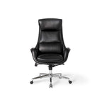 Fauteuil de bureau de direction pivotant en similicuir, dossier haut, style Mid-Century Modern, coloris noir/gris/café/chameau et noir, pièce unique.