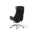 Fauteuil de bureau de direction pivotant en similicuir, dossier haut, style Mid-Century Modern, coloris noir/gris/café/chameau et noir, pièce unique.