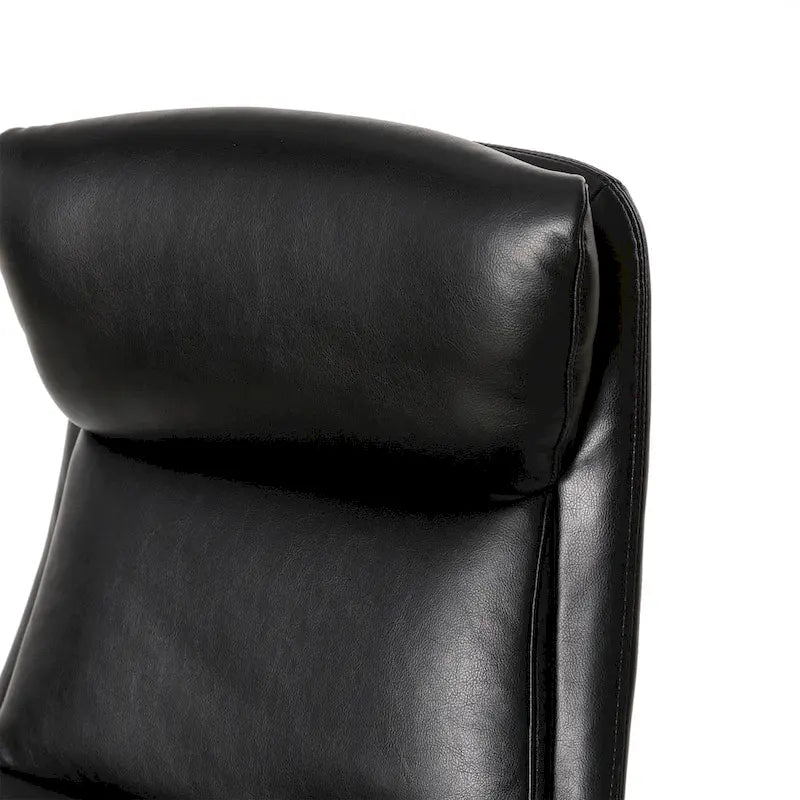 Fauteuil de bureau de direction pivotant en similicuir, dossier haut, style Mid-Century Modern, coloris noir/gris/café/chameau et noir, pièce unique.