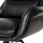 Fauteuil de bureau de direction pivotant en similicuir, dossier haut, style Mid-Century Modern, coloris noir/gris/café/chameau et noir, pièce unique.