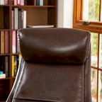 Fauteuil de bureau de direction pivotant en similicuir, dossier haut, style Mid-Century Modern, coloris noir/gris/café/chameau et noir, pièce unique.