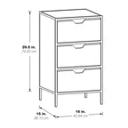Cabinet de rangement d'appoint contemporain avec 3 tiroirs, chêne/blanc, avec cadre en acier, entièrement assemblé