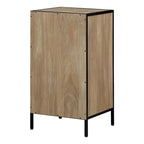 Cabinet de rangement d'appoint contemporain avec 3 tiroirs, chêne/blanc, avec cadre en acier, entièrement assemblé