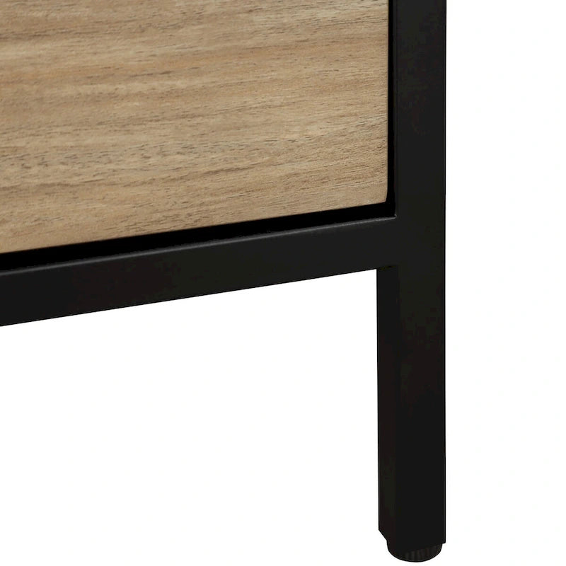 Cabinet de rangement d'appoint contemporain avec 3 tiroirs, chêne/blanc, avec cadre en acier, entièrement assemblé