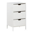 Cabinet de rangement d'appoint contemporain avec 3 tiroirs, chêne/blanc, avec cadre en acier, entièrement assemblé