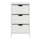 Cabinet de rangement d'appoint contemporain avec 3 tiroirs, chêne/blanc, avec cadre en acier, entièrement assemblé