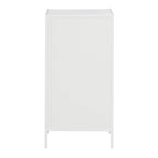 Cabinet de rangement d'appoint contemporain avec 3 tiroirs, chêne/blanc, avec cadre en acier, entièrement assemblé