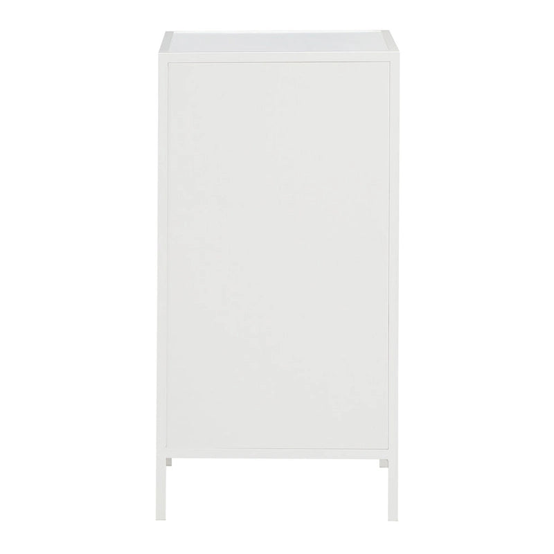 Cabinet de rangement d'appoint contemporain avec 3 tiroirs, chêne/blanc, avec cadre en acier, entièrement assemblé