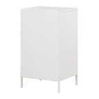 Cabinet de rangement d'appoint contemporain avec 3 tiroirs, chêne/blanc, avec cadre en acier, entièrement assemblé