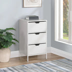 Cabinet de rangement d'appoint contemporain avec 3 tiroirs, chêne/blanc, avec cadre en acier, entièrement assemblé