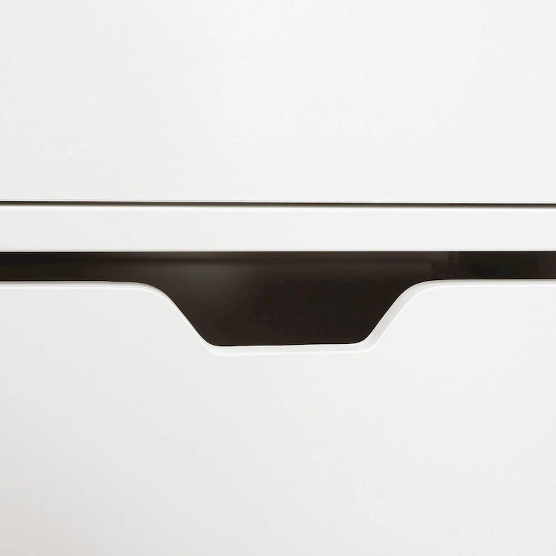 Cabinet de rangement d'appoint contemporain avec 3 tiroirs, chêne/blanc, avec cadre en acier, entièrement assemblé