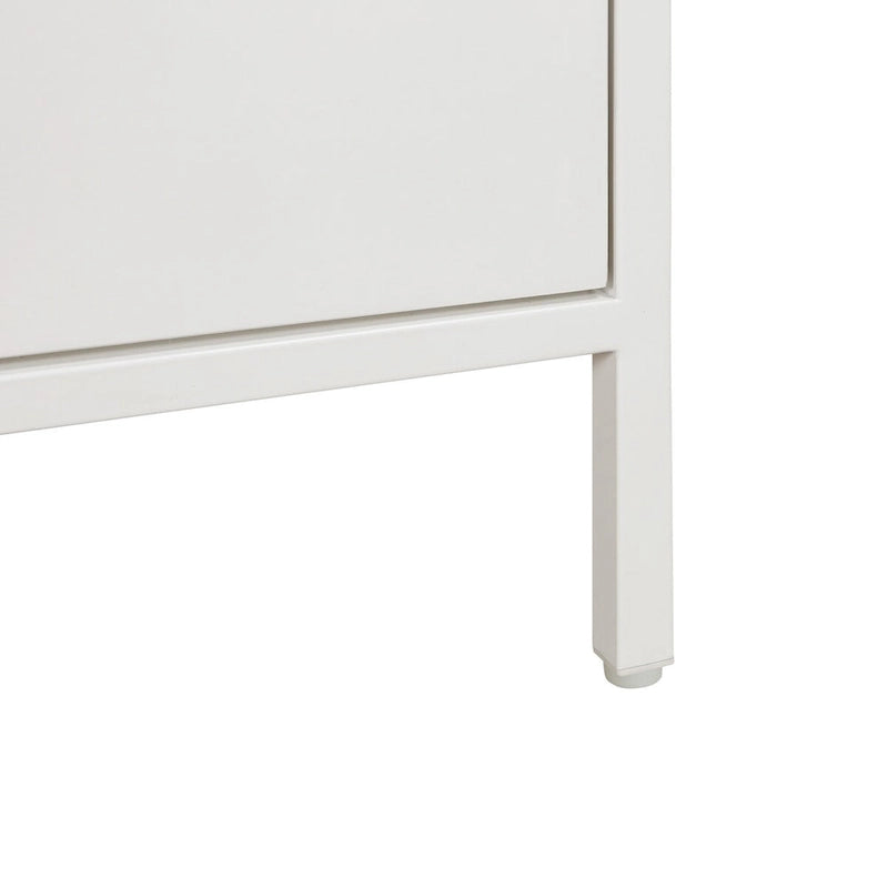 Cabinet de rangement d'appoint contemporain avec 3 tiroirs, chêne/blanc, avec cadre en acier, entièrement assemblé