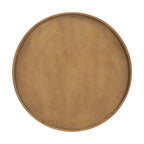 Table basse moderne du milieu du siècle, ronde, marron, côtés en rotin PE avec étagère