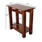 Table d'appoint en bois d'acacia massif, naturel/acajou, avec étagère inférieure et pieds réglables