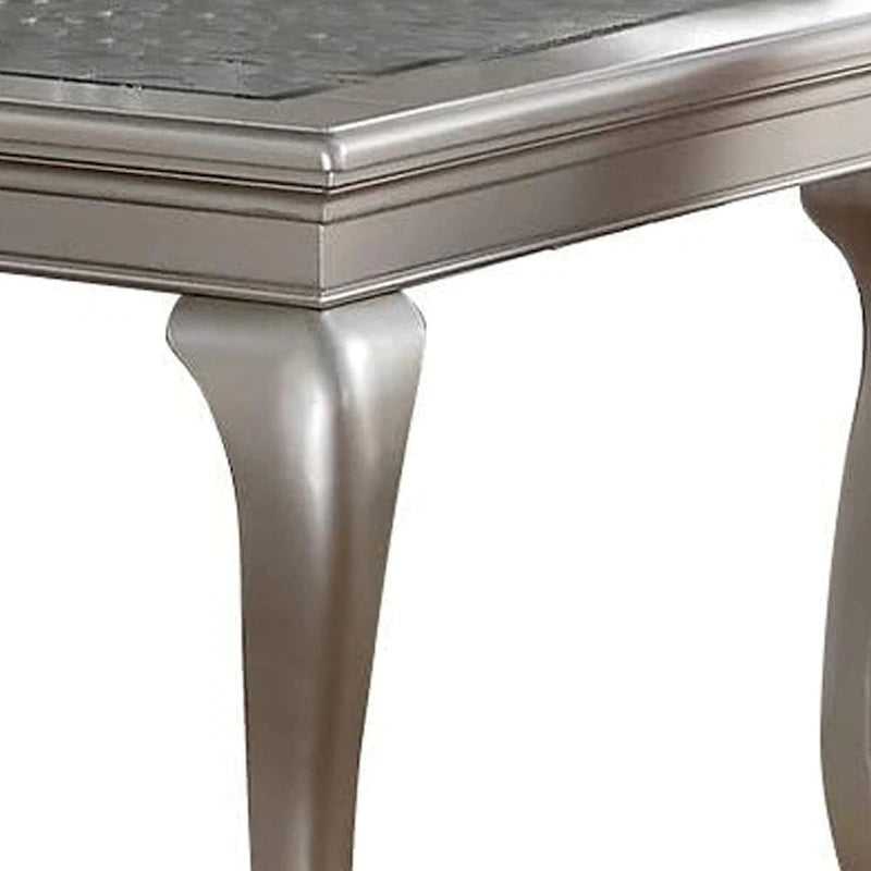 Table de salle à manger extensible avec insert en verre, Argent Champagne, Style Transitionnel, 6 places