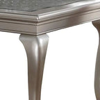 Table de salle à manger extensible avec insert en verre, Argent Champagne, Style Transitionnel, 6 places