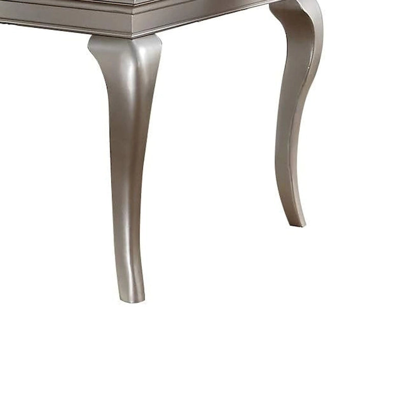 Table de salle à manger extensible avec insert en verre, Argent Champagne, Style Transitionnel, 6 places