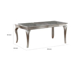Table de salle à manger extensible avec insert en verre, Argent Champagne, Style Transitionnel, 6 places