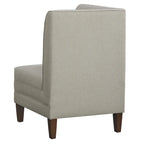 Chaise d'angle style ferme moderne, tissu rayé aspect lin, pieds en noyer, individuelle