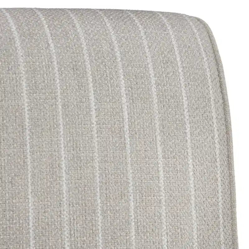 Chaise d'angle style ferme moderne, tissu rayé aspect lin, pieds en noyer, individuelle