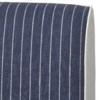 Chaise d'angle style ferme moderne, tissu rayé aspect lin, pieds en noyer, individuelle
