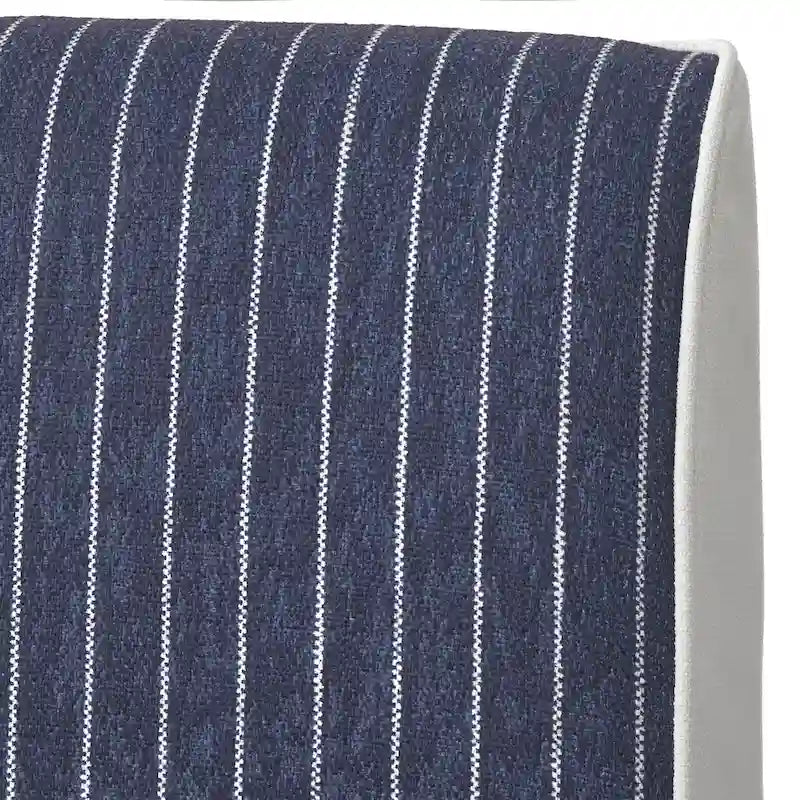 Chaise d'angle style ferme moderne, tissu rayé aspect lin, pieds en noyer, individuelle