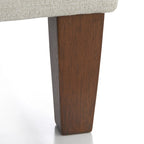 Chaise d'angle style ferme moderne, tissu rayé aspect lin, pieds en noyer, individuelle