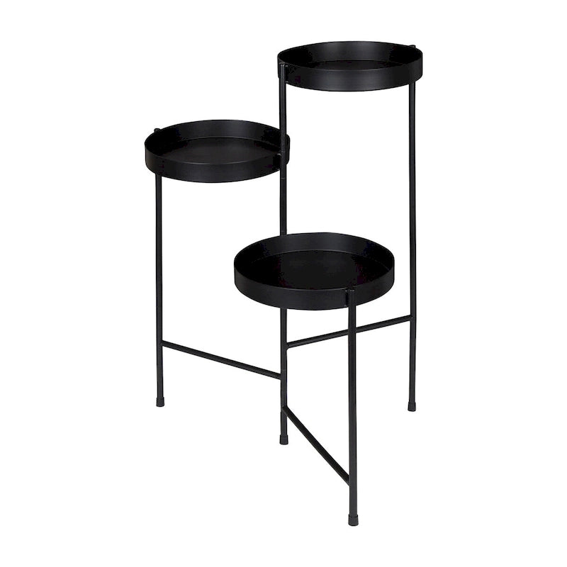 Support à plantes moderne en métal à 3 niveaux avec plateaux ronds, 16 couleurs, entièrement assemblé
