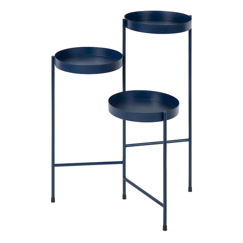 Support à plantes moderne en métal à 3 niveaux avec plateaux ronds, 16 couleurs, entièrement assemblé