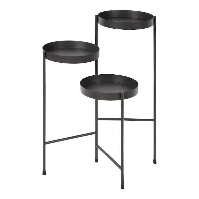 Support à plantes moderne en métal à 3 niveaux avec plateaux ronds, 16 couleurs, entièrement assemblé