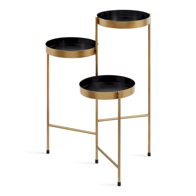 Support à plantes moderne en métal à 3 niveaux avec plateaux ronds, 16 couleurs, entièrement assemblé