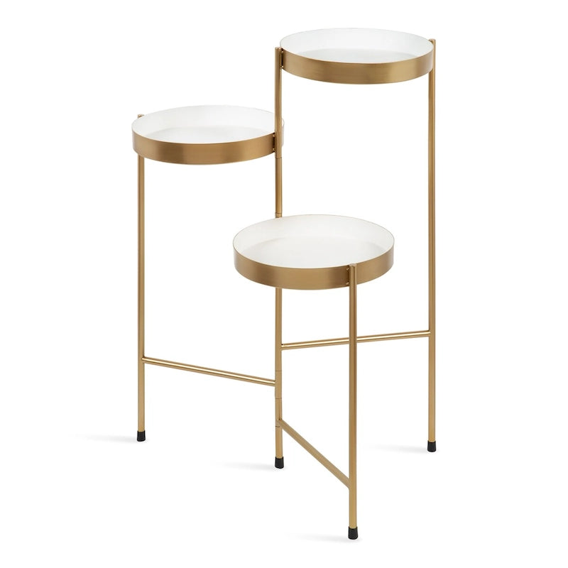 Support à plantes moderne en métal à 3 niveaux avec plateaux ronds, 16 couleurs, entièrement assemblé