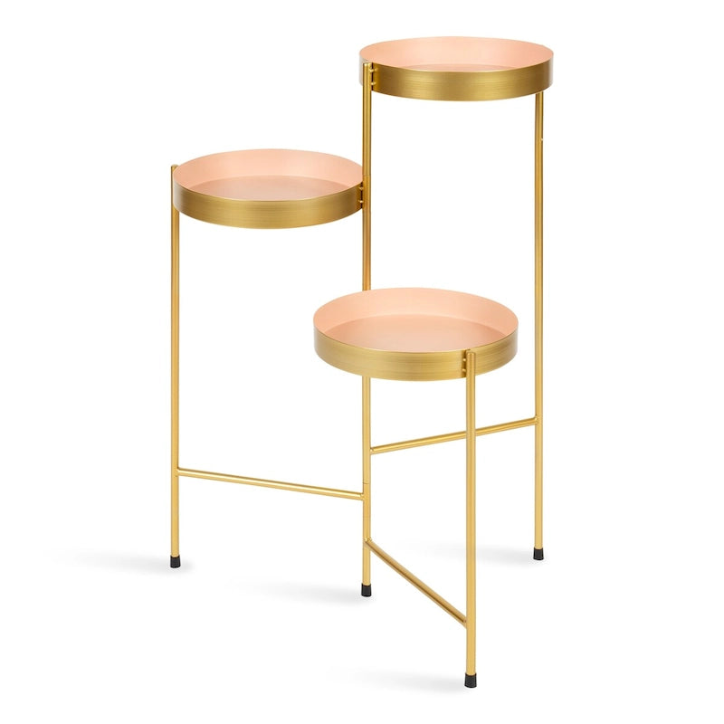 Support à plantes moderne en métal à 3 niveaux avec plateaux ronds, 16 couleurs, entièrement assemblé