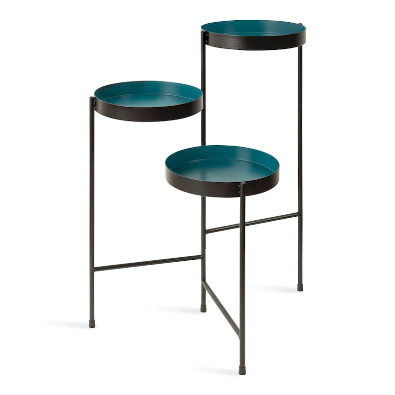 Support à plantes moderne en métal à 3 niveaux avec plateaux ronds, 16 couleurs, entièrement assemblé