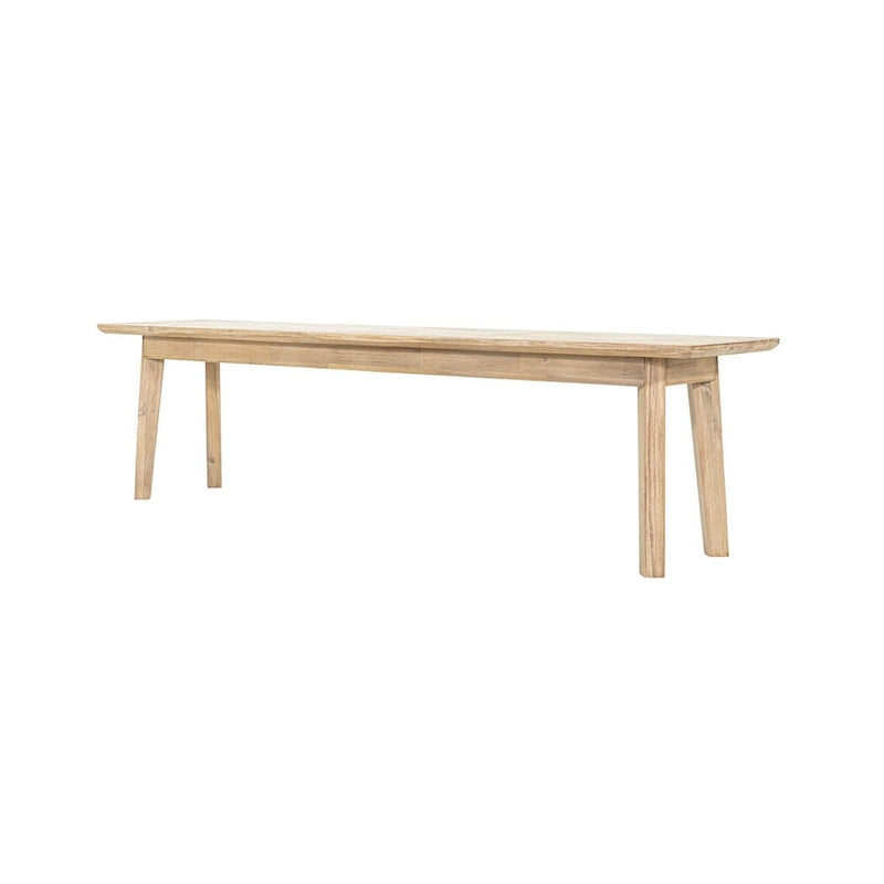 Banc en bois d'acacia gris et marron clair avec texture brossée en acier, 2-3 places
