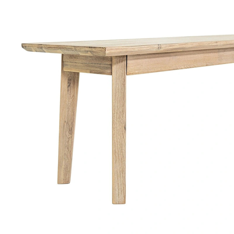 Banc en bois d'acacia gris et marron clair avec texture brossée en acier, 2-3 places
