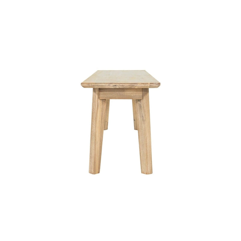 Banc en bois d'acacia gris et marron clair avec texture brossée en acier, 2-3 places