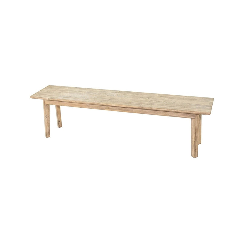 Banc en bois d'acacia gris et marron clair avec texture brossée en acier, 2-3 places