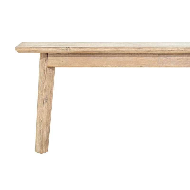 Banc en bois d'acacia gris et marron clair avec texture brossée en acier, 2-3 places