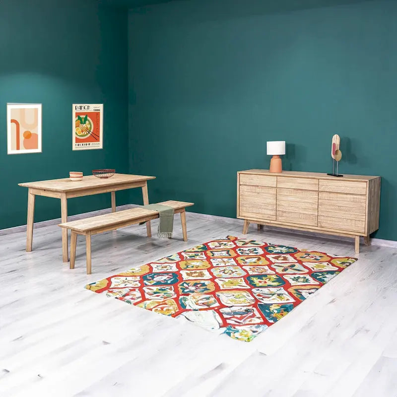 Banc en bois d'acacia gris et marron clair avec texture brossée en acier, 2-3 places