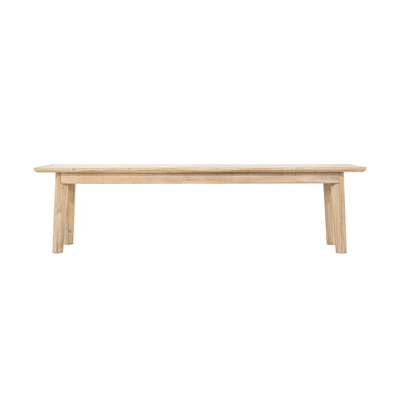 Banc en bois d'acacia gris et marron clair avec texture brossée en acier, 2-3 places