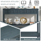 Console rustique avec 4 tiroirs et une étagère inférieure, Espresso / Blanc / Bleu marine / Gris, 152 cm